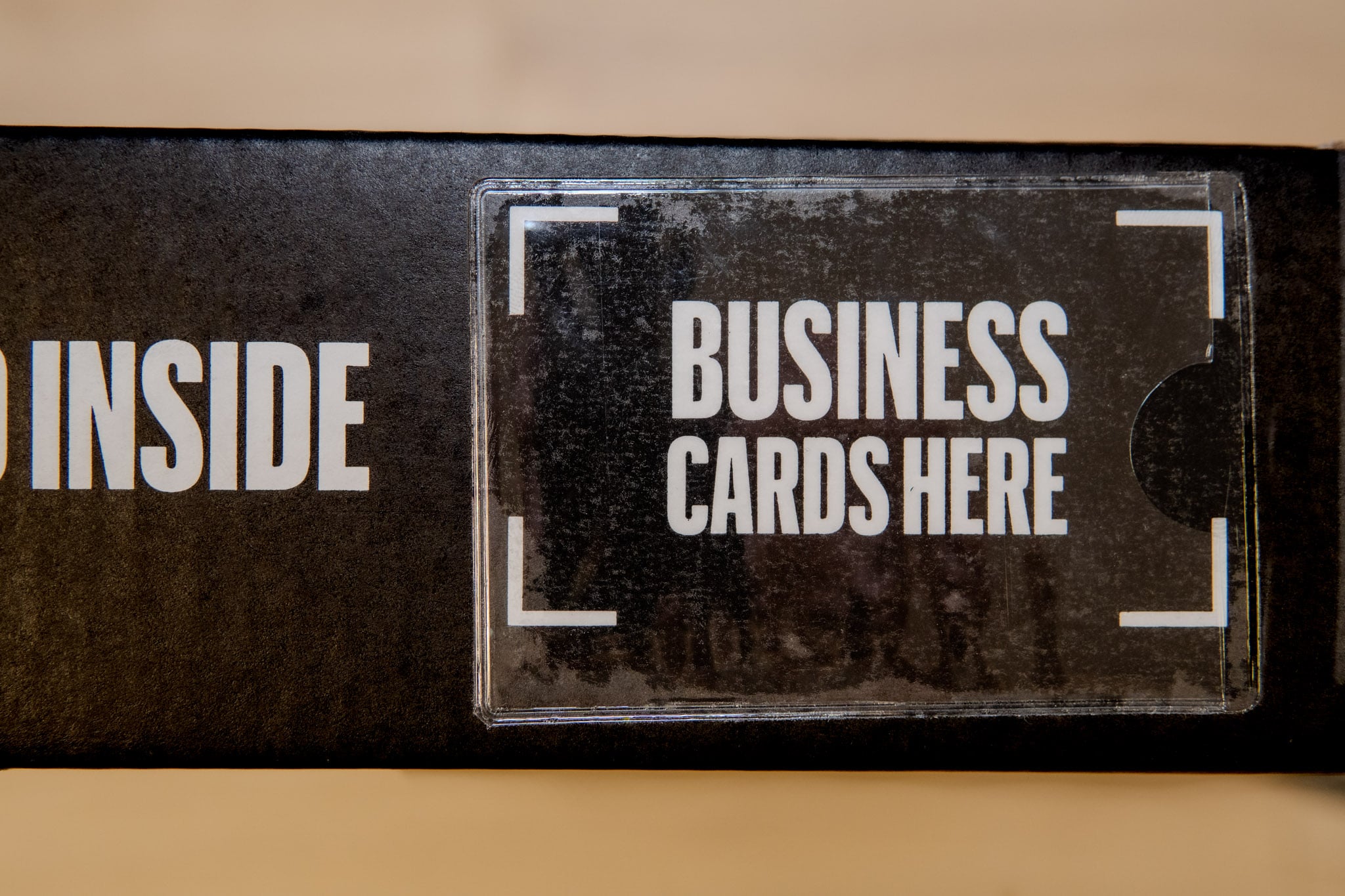 Business card slot on shingle tomb box